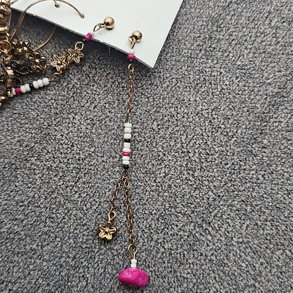 NWT Free People Siren Hoops Earrings Set 3 Pairs Gold Tone Dangle - Picture 5 of 6